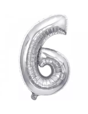 6 Rakam Folyo Balon Gümüş 100 cm - 1