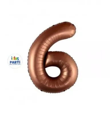6 Rakam Folyo Balon Kahverengi 76cm - 1