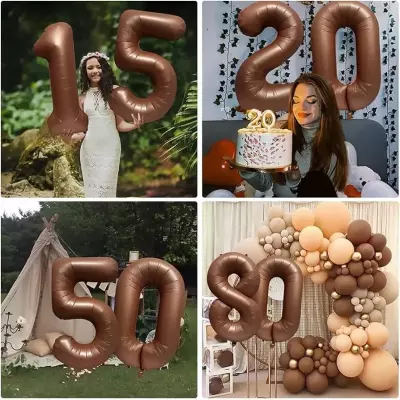 6 Rakam Folyo Balon Kahverengi 76cm - 4