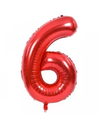 6 Rakam Folyo Balon Kırmızı 100 cm