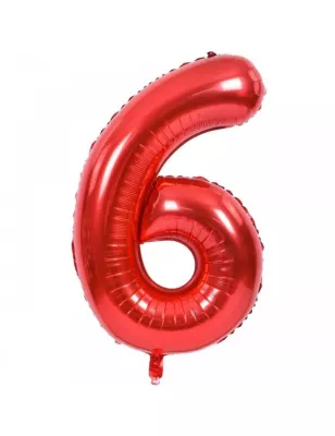 6 Rakam Folyo Balon Kırmızı 100 cm - 1