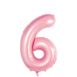 6 Rakam Folyo Balon Pembe 76 cm