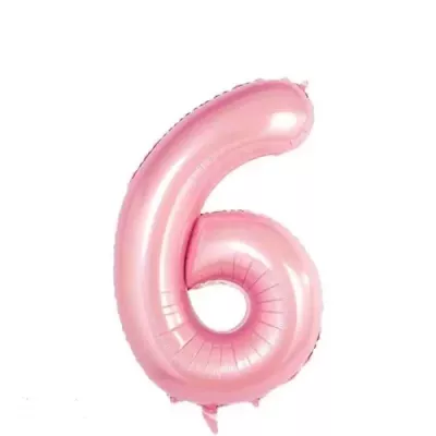 6 Rakam Folyo Balon Pembe 76 cm - 1
