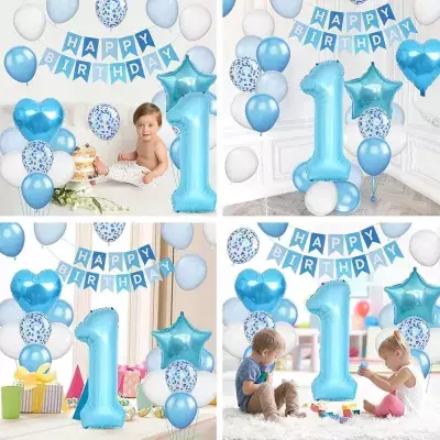 7 Rakam Folyo Balon Açık Mavi 76 cm - 4