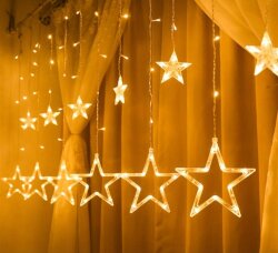 Yıldız Desenli Perde LED Işık – 8 Fonksiyonlu 