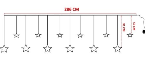 Yıldız Desenli Perde LED Işık – 8 Fonksiyonlu  - 8