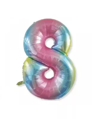 8 Rakam Folyo Balon Gökkuşağı 76 cm - 1