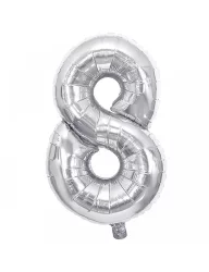 8 Rakam Folyo Balon Gümüş 100 cm