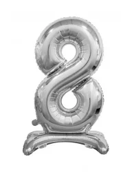8 Rakam Folyo Balon Gümüş Ayaklı 80 cm