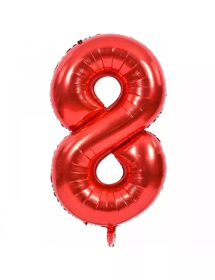 8 Rakam Folyo Balon Kırmızı 100 cm - 1