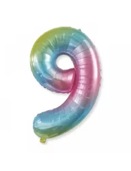 9 Rakam Folyo Balon Gökkuşağı 76 cm