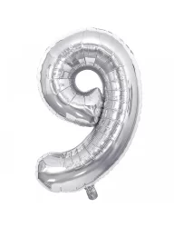 9 Rakam Folyo Balon Gümüş 100 cm
