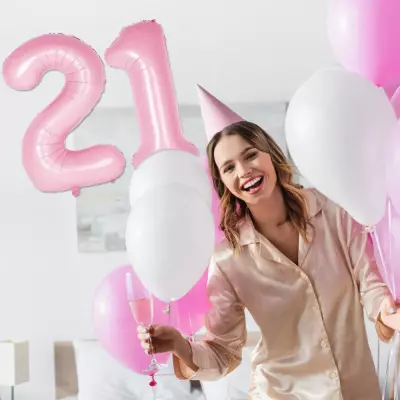 9 Rakam Folyo Balon Pembe 76 cm - 4