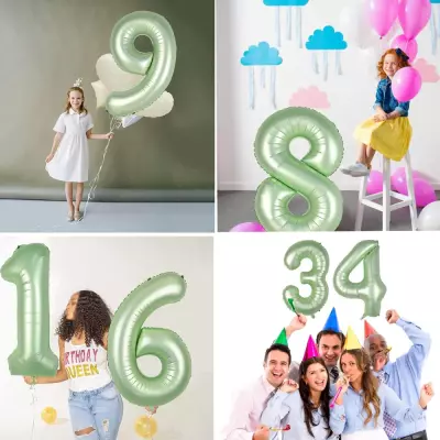 9 Rakam Folyo Balon Su Yeşili 76 cm - 3