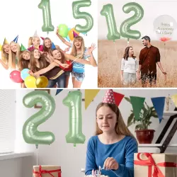 9 Rakam Folyo Balon Su Yeşili 76 cm - 4