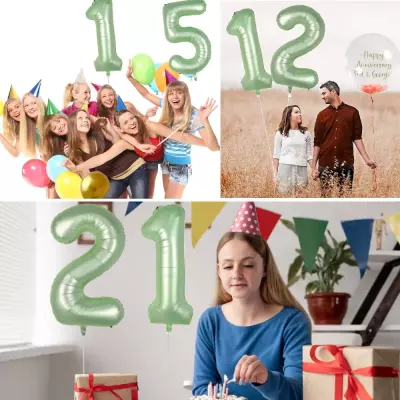 9 Rakam Folyo Balon Su Yeşili 76 cm - 4
