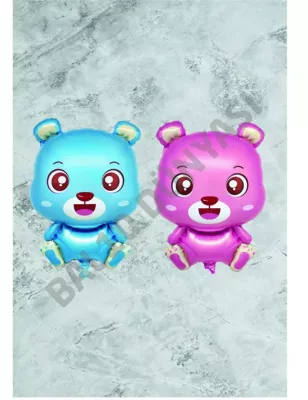 Ayıcık Folyo Balon Pembe-Mavi 2'li Set - 1