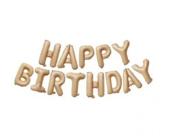 Bej Konsept Happy Birthday Folyo Balon