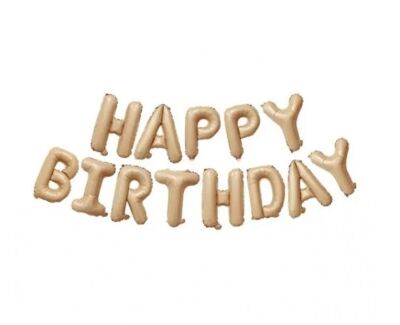 Bej Konsept Happy Birthday Folyo Balon - 1