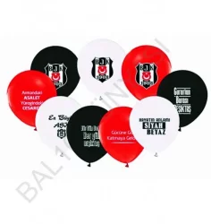 Beşiktaş Baskılı Balon - Siyah Beyaz 12 inç (10 adet)