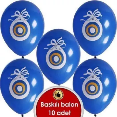 Beyaz Nazar Boncuğu Baskılı Balon 12 inç (10 adet) - 1