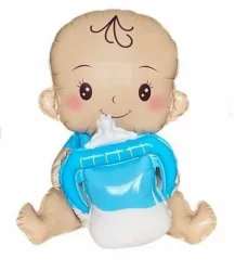 Biberonlu Erkek Bebek Mavi Renk Cinsiyet Belirleme Folyo Balon