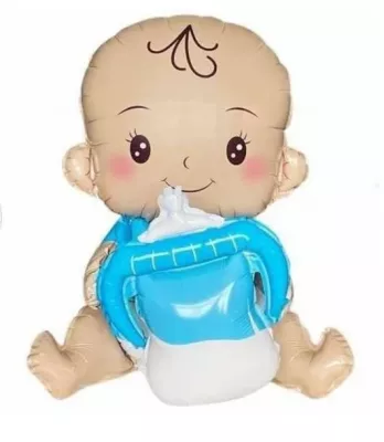 Biberonlu Erkek Bebek Mavi Renk Cinsiyet Belirleme Folyo Balon - 1