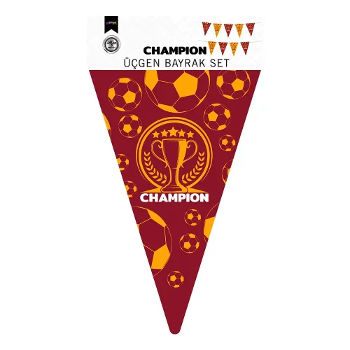 Champion Sarı Kırmızı Üçgen Flama Süsleme Seti - 1