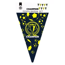 Champion Sarı Lacivert Üçgen Flama Süsleme Seti