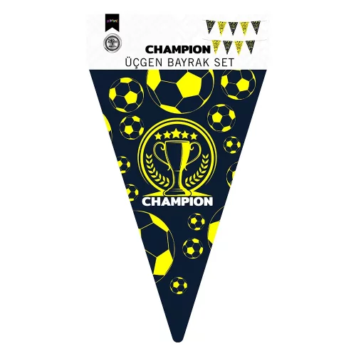 Champion Sarı Lacivert Üçgen Flama Süsleme Seti - 1
