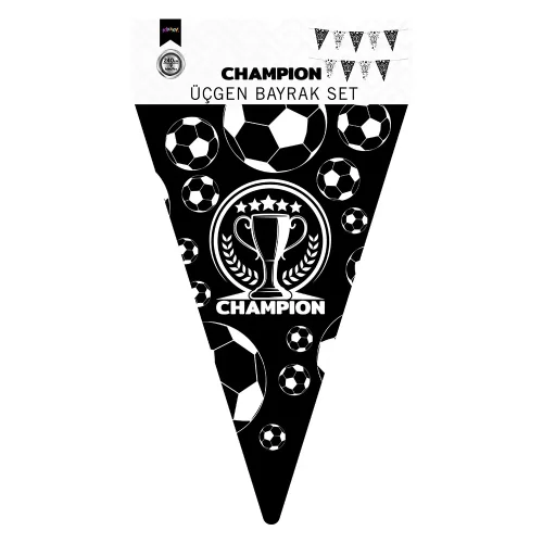 Champion Siyah Beyaz Üçgen Flama Süsleme Seti - 1