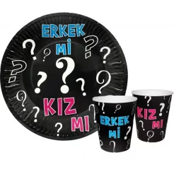 Cinsiyet Erkekmi Kızmı Tabak Bardak Set 8'li