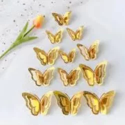 Dekoratif Kelebek Çift Yüz Altın-Gümüş 10'lu