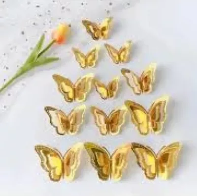 Dekoratif Kelebek Çift Yüz Altın-Gümüş 10'lu - 1