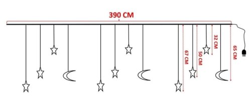 Dekoratif Saçaklı Yıldız ve Hilal Günışığı LED Işık  - 3