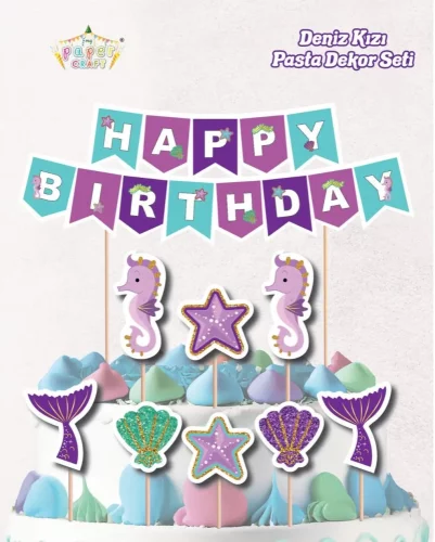 Deniz Kızı Happy Birthday Şekilli Kürdan Set - 1