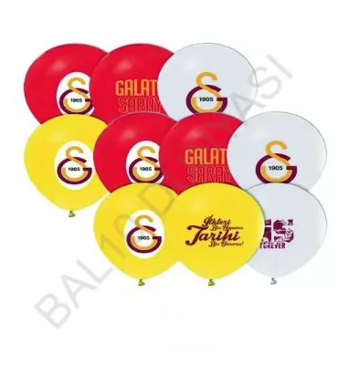 Galatasaray Baskılı Balon - Sarı Kırmızı 12 inç (10 adet) - 1