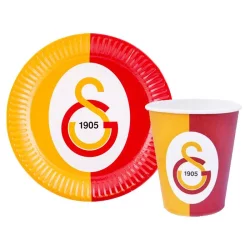 Galatasaray Sarı Kırmızı Lisanslı Tabak Bardak Set