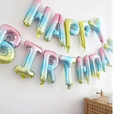 Gökkuşağı Konsept Happy Birthday Folyo Balon - 1