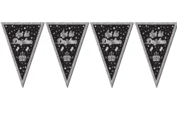 Gümüş İyi ki Doğdun Üçgen Flama 10 Adet