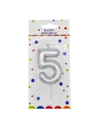 Gümüş Rakam Mum 5 - 12 cm