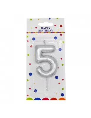 Gümüş Rakam Mum 5 - 12 cm - 1