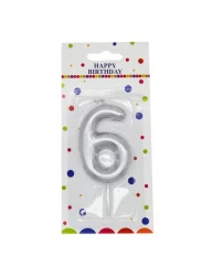 Gümüş Rakam Mum 6 - 12 cm