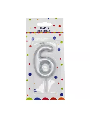 Gümüş Rakam Mum 6 - 12 cm - 1