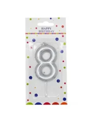 Gümüş Rakam Mum 8 - 12 cm