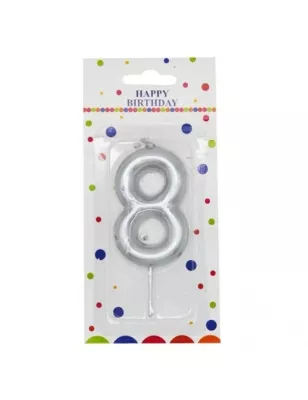 Gümüş Rakam Mum 8 - 12 cm - 1