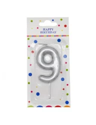 Gümüş Rakam Mum 9 - 12 cm