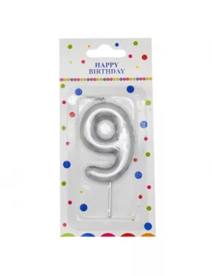 Gümüş Rakam Mum 9 - 12 cm - 1