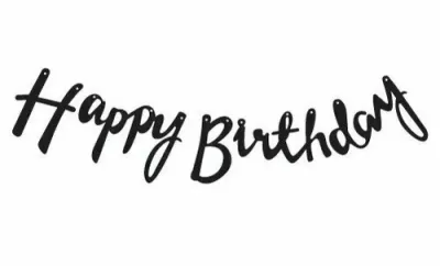 Happy Birthday Kaligrafi Banner - Siyah - 1