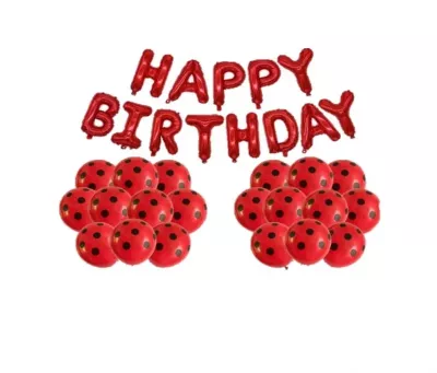 Happy Birthday Kırmızı Folyo Balon ve Puanlı Baskılı Balon Set - 1